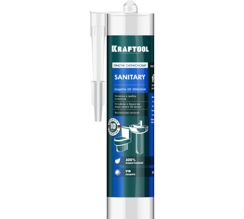 KRAFTOOL SANITARY, 300 мл, прозрачный, санитарный силиконовый герметик (41255-2) купить в Сочи KRAFTOOL SANITARY, 300 мл, прозрачный, санитарный силиконовый герметик (41255-2) купить в Сочи