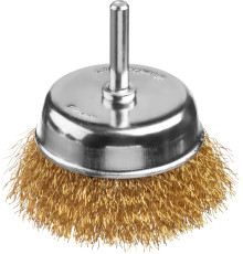 MIRAX 75 мм, витая стальная латунированная проволока 0.3 мм, щетка чашечная для дрели (35147-075)
