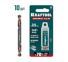KRAFTOOL DOUBLE Сo-8 3.5х52мм, Сверло двухстороннее по металлу, сталь M42(+8%Co), класс А (29654-3.5-10)