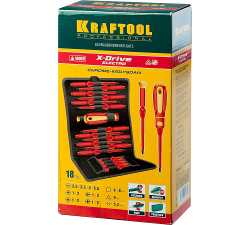 KRAFTOOL Х-Drive Electro, 18 предм, набор высоковольтных отверток (220092-H18) купить в Сочи KRAFTOOL Х-Drive Electro, 18 предм, набор высоковольтных отверток (220092-H18) купить в Сочи