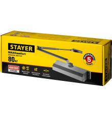 STAYER MAXComfort, до 80 кг, белый серебро, дверной доводчик (37916-80)