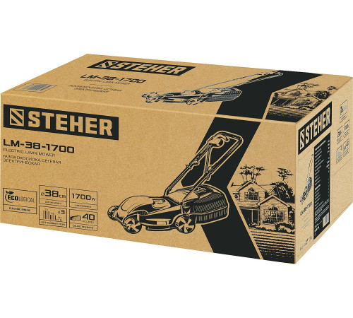 STEHER 1700 Вт, ш/с 38 cм, сетевая газонокосилка (LM-38-1700) купить в Сочи STEHER 1700 Вт, ш/с 38 cм, сетевая газонокосилка (LM-38-1700) купить в Сочи