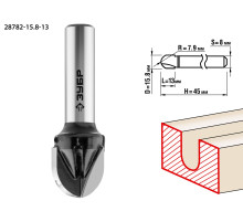 ЗУБР 15.8 x 13 мм, радиус 7.9 мм, фреза пазовая галтельная, Профессионал (28782-15.8-13)