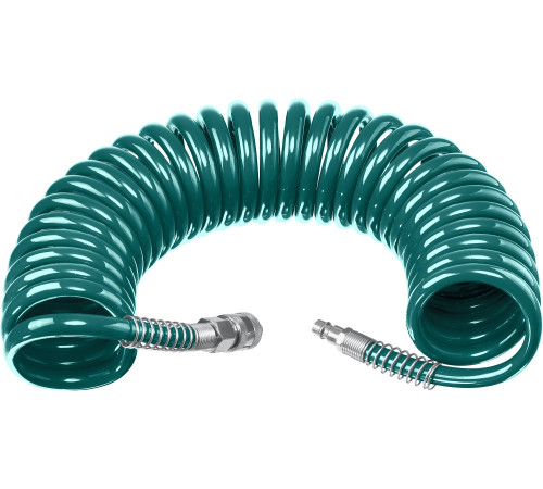 KRAFTOOL 10 м, 8 х 12 мм, 15 бар, воздушный спиральный шланг с фитингами рапид (06590-10) купить  в Сочи