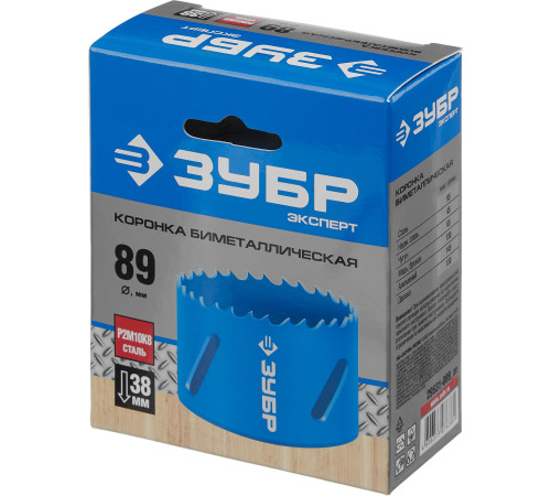 ЗУБР 89 мм, сталь Р6М5, биметаллическая коронка (29531-089) купить  в Сочи