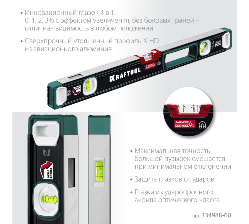 KRAFTOOL A-RATE CONTROL, 600 мм, точность 0.3 мм/м, с зеркальным глазком, сверхпрочный магнитный уровень (34988-60) купить в Сочи KRAFTOOL A-RATE CONTROL, 600 мм, точность 0.3 мм/м, с зеркальным глазком, сверхпрочный магнитный уровень (34988-60) купить в Сочи