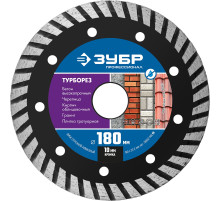 ЗУБР Турборез, 180 мм, (22.2 мм, 10 х 2.6 мм), сегментированный алмазный диск, Профессионал (36652-180)