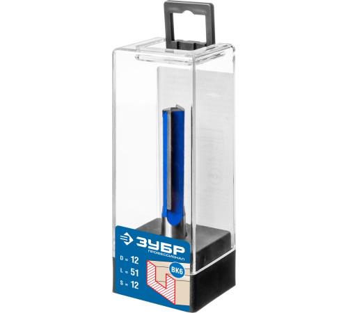 ЗУБР 12 x 51 мм, хвостовик 12 мм, фреза пазовая прямая с нижними подрезателями, Профессионал (28755-12-51) купить  в Сочи