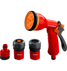 GRINDA GS-34, пистолет с 8 режимами, коннектор 3/4″, коннектор с автостопом 3/4″, адаптер, пластиковый, поливочный набор (8-427384) GRINDA GS-34, пистолет с 8 режимами, коннектор 3/4″, коннектор с автостопом 3/4″, адаптер, пластиковый, поливочный набор (8-427384)