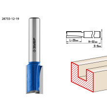 ЗУБР 12 x 19 мм, хвостовик 8 мм, фреза пазовая прямая с нижними подрезателями, Профессионал (28755-12-19)