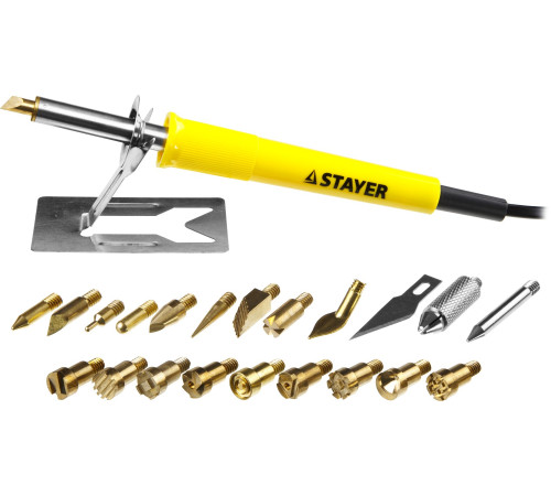 STAYER PROTerm, 30 Вт, 3 в 1, в наборе: 20 насадок, в кейсе, прибор для выжигания, пайки и резки, Professional (45227) купить  в Сочи