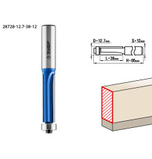 ЗУБР 12.7 x 38 мм, хвостовик 12 мм, фреза кромочная с нижним подшипником (3 лезвия), Профессионал (28728-12.7-38-12)
