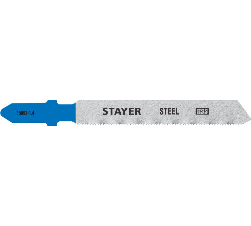 STAYER T118A, 2 шт, 50 мм / 1.2 мм, T-хвост., HSS сталь, по металлу толщиной 1.5-2 мм, полотна для лобзика, Professional (15993-1.4) купить в Сочи STAYER T118A, 2 шт, 50 мм / 1.2 мм, T-хвост., HSS сталь, по металлу толщиной 1.5-2 мм, полотна для лобзика, Professional (15993-1.4) купить в Сочи