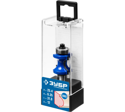 ЗУБР 25.4 x 31.8 мм, радиус 6.3 мм, фреза полустержневая с подшипником, Профессионал (28722-25.4) купить  в Сочи