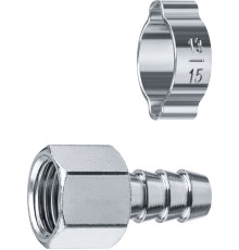 ЗУБР штуцер ″елочка″, 10 мм - 1/4″F, переходник с обжимным хомутом, Профессионал (64923-1/4-10)