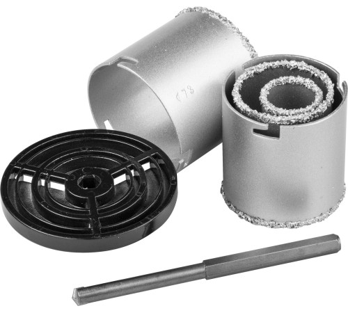 KRAFTOOL 4 шт, d 33, 53, 67, 73 мм, L 55 мм, карбид-вольфрамовая крошка, набор кольцевых коронок (3340) купить  в Сочи