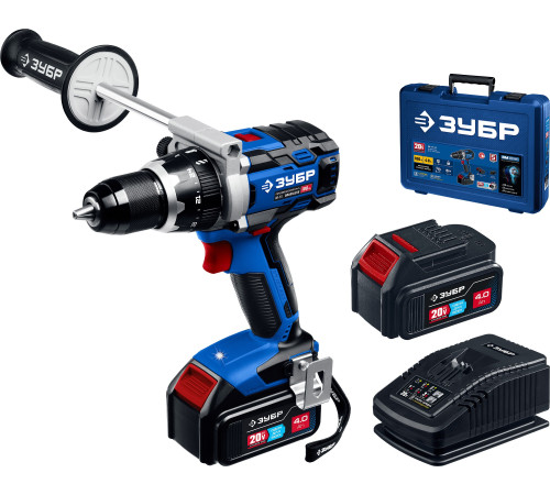 ЗУБР Т7, 20 В, 100 Н·м, 2 АКБ (4 А·ч), бесщеточная дрель-шуруповерт, кейс, Профессионал (DB-211-42) купить  в Сочи