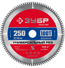 ЗУБР Универсальный рез, 250 x 32/30 мм, 100Т, пильный диск по алюминию (36916-250-32-100)