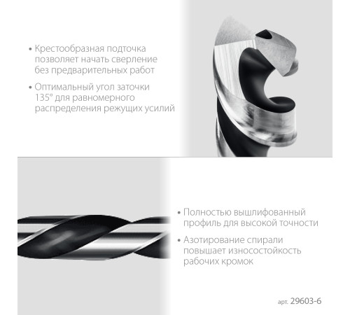 STAYER НЕХ-1/4″, d 6.0 х 116 мм, сверло по металлу для винтовёртов и шуруповертов IMPACT READY (29603-6) купить  в Сочи