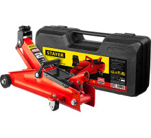 STAYER R-28 RED FORCE, в кейсе, 2 т, 130 - 350 мм, подкатной домкрат для легковых а/м, Professional (43153-2-K)