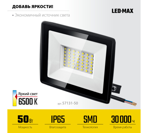 STAYER LED-MAX, 50 Вт, 6500K, IP 65, светодиодный прожектор (57131-50) купить в Сочи STAYER LED-MAX, 50 Вт, 6500K, IP 65, светодиодный прожектор (57131-50) купить в Сочи
