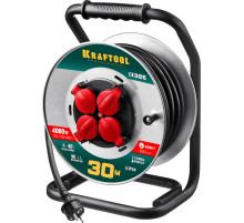KRAFTOOL K-325, КГ, 3 х 2.5 мм2, 30 м, 4000 Вт, IP44, силовой удлинитель на стальной катушке (55086-30)