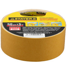 STAYER 50 мм, 5 м, на тканевой основе, двухсторонняя клейкая лента, Professional (1217-05)