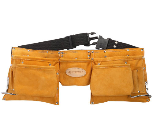 STAYER кожаный, 2 скобы, пояс для инструментов с 11 карманами, Professional (38520) купить  в Сочи