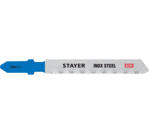 STAYER T118GF, T-хвост., Bi-Metal, по металлу 0.5-1.5 мм, шаг зуба 1.1 мм, раб. длина 50 мм, 2 шт, полотна для лобзика, Professional (15994-1.1) купить в Сочи STAYER T118GF, T-хвост., Bi-Metal, по металлу 0.5-1.5 мм, шаг зуба 1.1 мм, раб. длина 50 мм, 2 шт, полотна для лобзика, Professional (15994-1.1) купить в Сочи