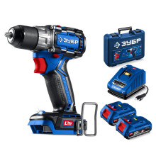ЗУБР КОМПАКТ #2 20 В, 50 Н·м, 2 АКБ LMS (2 А·ч), бесщеточная дрель-шуруповерт, кейс, ПРОФЕССИОНАЛ (DB-50-22)