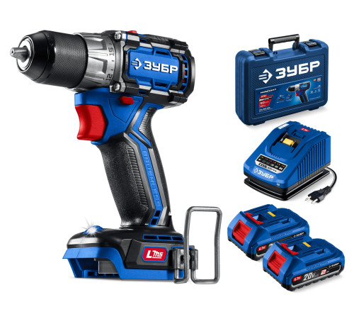 ЗУБР КОМПАКТ #2 20 В, 50 Н·м, 2 АКБ LMS (2 А·ч), бесщеточная дрель-шуруповерт, кейс, ПРОФЕССИОНАЛ (DB-50-22) купить  в Сочи