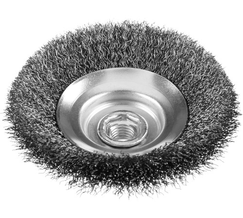 ЗУБР 125 мм, витая, стальная проволока 0.3 мм, коническая щетка-крацовка для УШМ, Профессионал (35265-125) купить  в Сочи