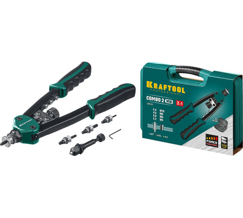 KRAFTOOL Combo2-M10, 2 вида заклёпок, комбинированный двуручный заклепочник в кейсе (31181) купить в Сочи KRAFTOOL Combo2-M10, 2 вида заклёпок, комбинированный двуручный заклепочник в кейсе (31181) купить в Сочи