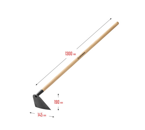 GRINDA GH-190 WOOD, 190 x 145 x 1300 мм, трапециевидный профиль, углеродистая сталь, антикор. покрытие, деревянный черенок, мотыга (39597) купить  в Сочи