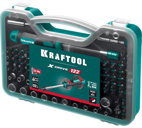 KRAFTOOL X-Drive-122, 122 шт, набор: отвертка-битодержатель с насадками (26816) купить  в Сочи
