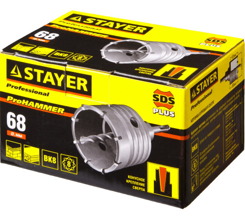 STAYER 68 мм, SDS - Plus, 8T, коронка по бетону с оснасткой (29190-68) купить  в Сочи