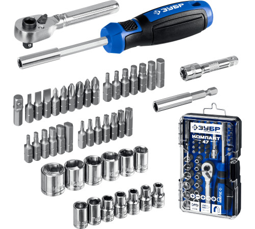 ЗУБР Компакт-47, 47 шт, отвертка-битодержатель с насадками, Профессионал (25283-H47) купить  в Сочи