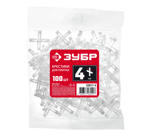 ЗУБР 4 мм, 100 шт, крестики для плитки (33811-4) купить  в Сочи
