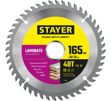 STAYER Laminate, 165 x 30/20 мм, 48T, аккуратный рез, пильный диск по ламинату (3684-165-30-48)
