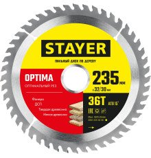 STAYER Optima, 235 x 32/30 мм, 36Т, оптимальный рез, пильный диск по дереву (3681-235-32-36)