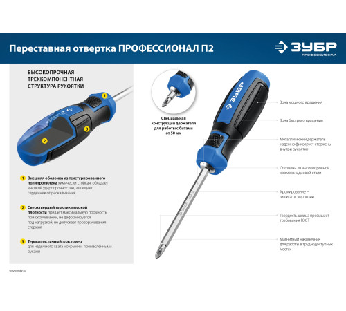 ЗУБР SL6/PH2, переставная отвертка, Профессионал (25029) купить в Сочи ЗУБР SL6/PH2, переставная отвертка, Профессионал (25029) купить в Сочи