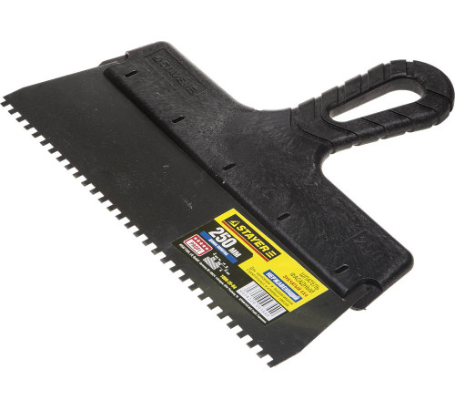 STAYER PROFlat, 250 мм, зуб 4 х 4 мм, пластиковая ручка, зубчатый, нержавеющий фасадный шпатель, Professional (1009-25-04) купить  в Сочи