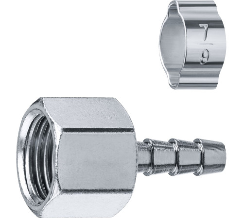 ЗУБР штуцер ″елочка″, 6 мм - 1/4″F, переходник с обжимным хомутом, Профессионал (64923-1/4-06) купить  в Сочи