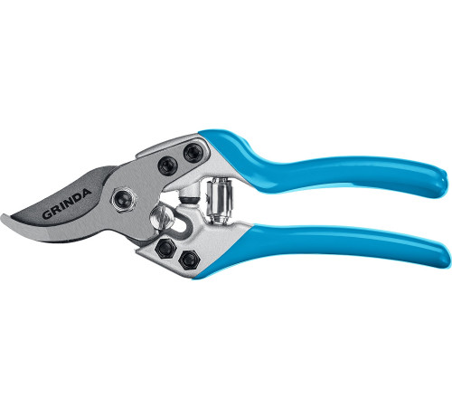 GRINDA P-27, 190 мм, закаленная сталь, эргономичные алюминиевые рукоятки, виниловые накладки, плоскостной секатор, PROLine (423427) купить  в Сочи