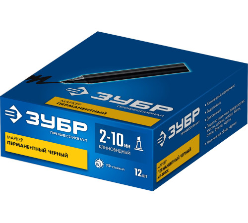 ЗУБР МП-1000К чёрный, 2-10 мм, клиновидный перманентный маркер (06333-2) купить  в Сочи