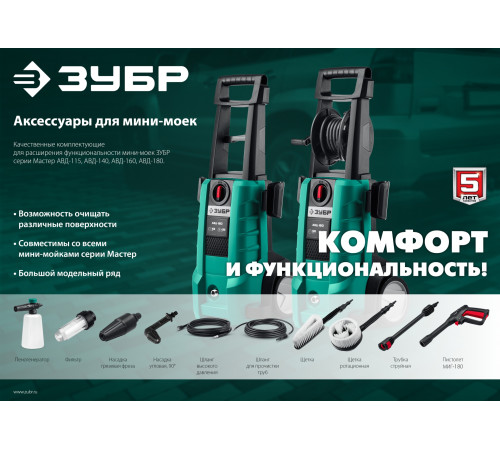 ЗУБР пистолет для минимоек МИГ-180 (70410-180) купить  в Сочи