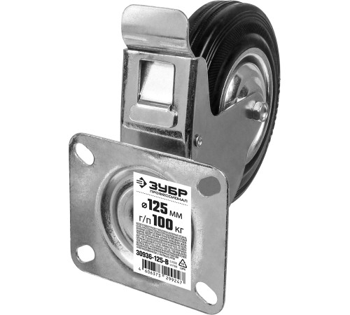 ЗУБР d 125 мм, г/п 100 кг, игольчатый подшипник, резина/металл, поворотное колесо c тормозом, Профессионал (30936-125-B) купить  в Сочи