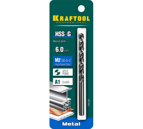 KRAFTOOL HSS-G, 6.0 х 93 мм, сталь P6M5, сверло по металлу (29651-6) купить в Сочи KRAFTOOL HSS-G, 6.0 х 93 мм, сталь P6M5, сверло по металлу (29651-6) купить в Сочи