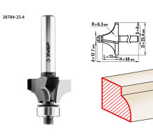 ЗУБР 25.4 x 13 мм, радиус 6.3 мм, фреза кромочная калевочная №1, Профессионал (28784-25.4)
