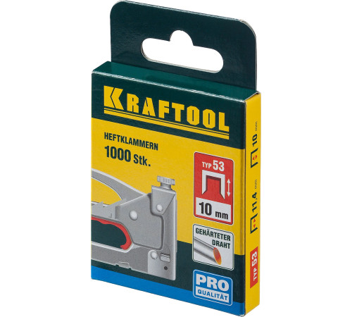 KRAFTOOL тип 53 (A/10/JT21) 10 мм, 1000 шт, калибр 23GA, скобы для степлера (31670-10) купить  в Сочи
